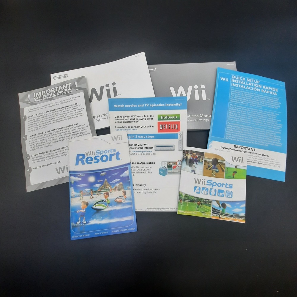 Nintendo‎ Wii Manuals & Inserts Lot – Wii Sports, Resort, Netflix